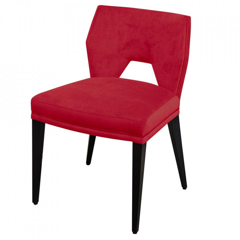 Scaun dining rosu corai/negru din catifea si lemn de fag Jasper Versmissen - PARIS14A.RO