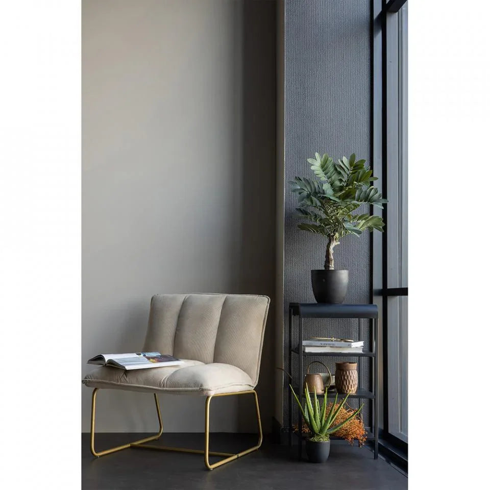 Scaun lounge bej nisispiu/auriu din poliester Fie - PARIS14A.RO