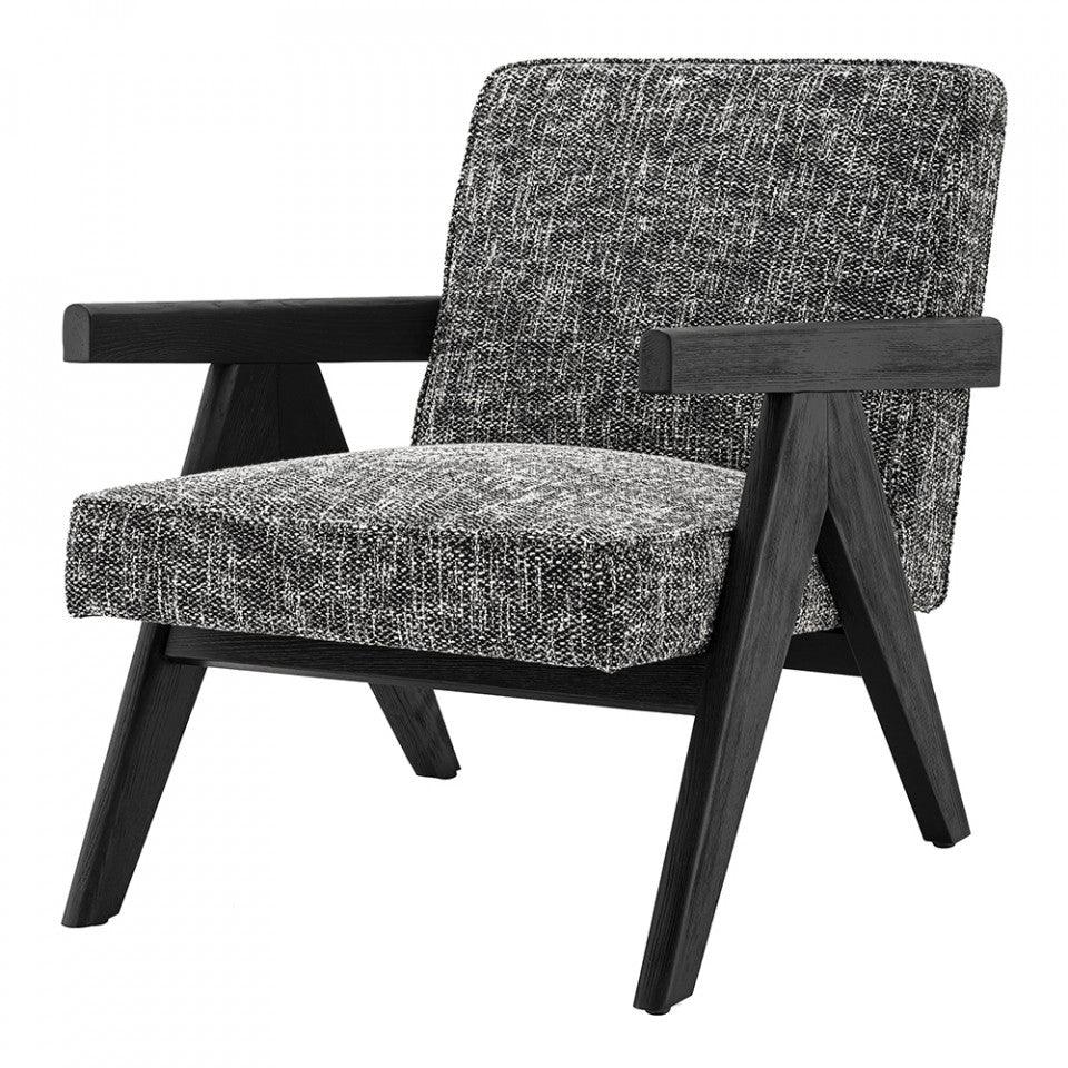 Scaun lounge gri inchis din textil si lemn de frasin Greta Eichholtz - PARIS14A.RO