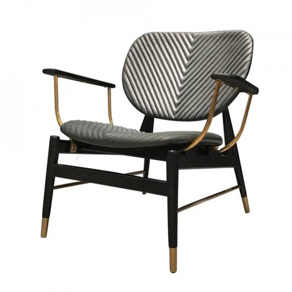 Scaun lounge multicolor din lemn de nuc si piele Volta Commune - PARIS14A.RO