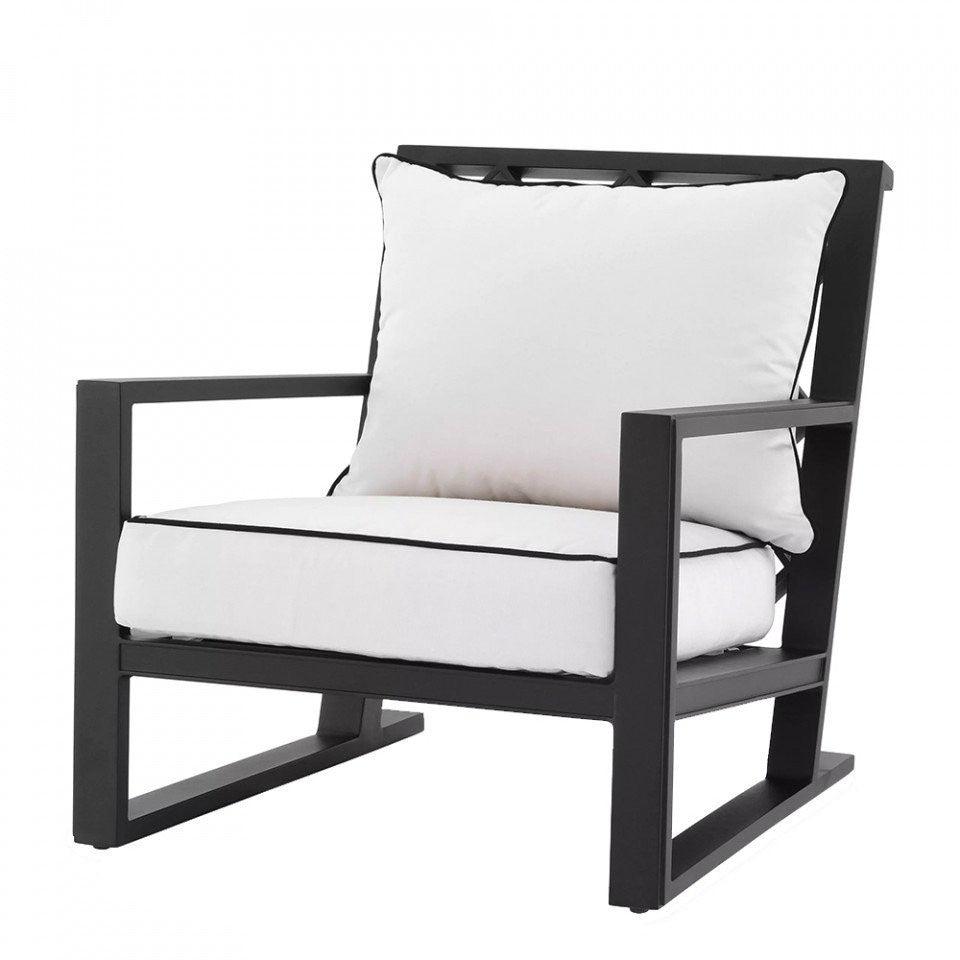 Scaun lounge negru/alb din textil si aluminiu Como Eichholtz - PARIS14A.RO