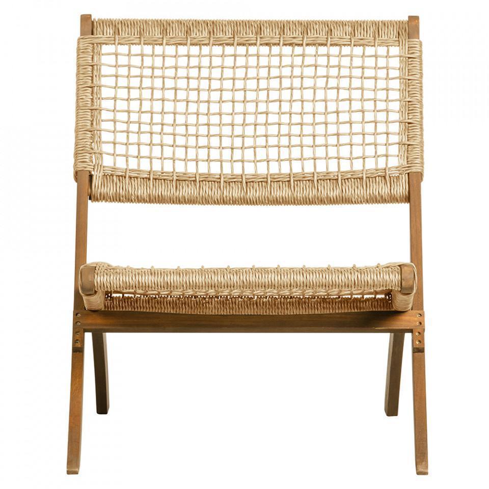 Scaun lounge pliabil maro din lemn de eucalipt si polietilena Lois - PARIS14A.RO