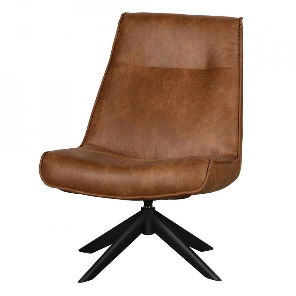Scaun lounge rotativ maro din poliuretan si otel Skyler - PARIS14A.RO