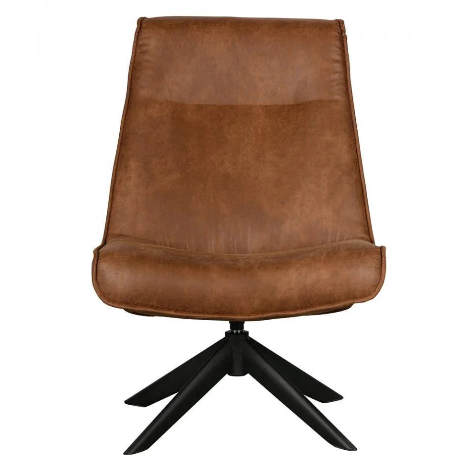 Scaun lounge rotativ maro din poliuretan si otel Skyler - PARIS14A.RO