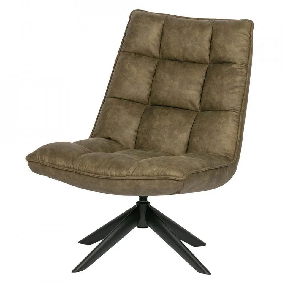 Scaun lounge rotativ verde din poliuretan si metal Jouke - PARIS14A.RO