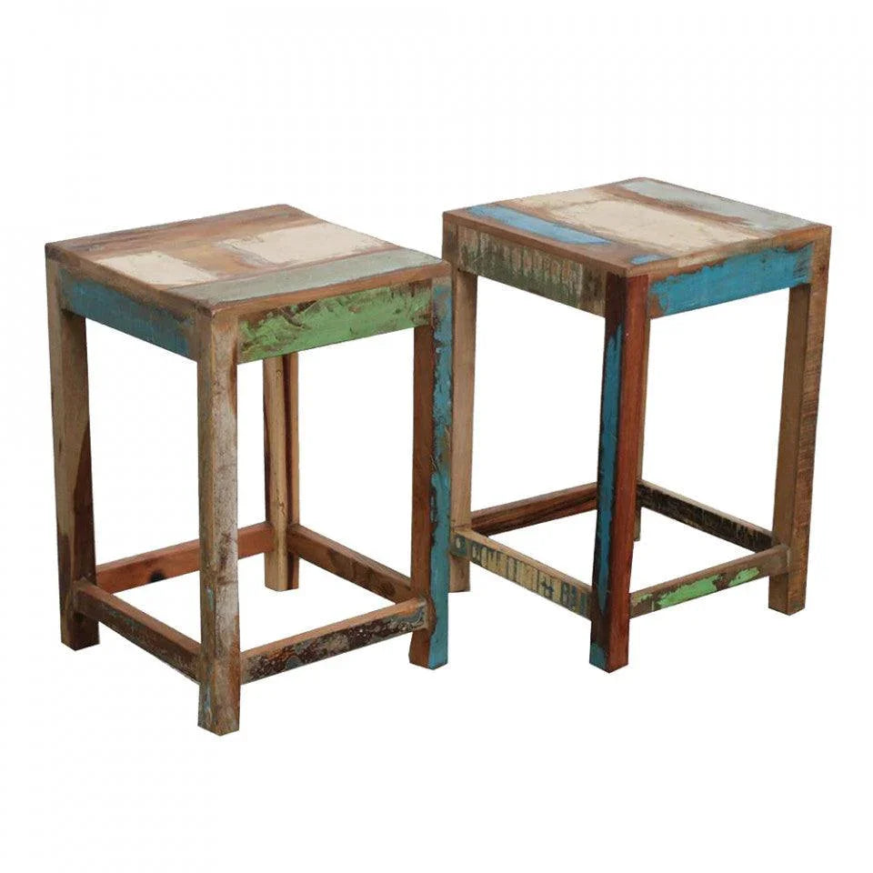 Scaunel multicolor din lemn reciclat Samma Raw Materials - PARIS14A.RO