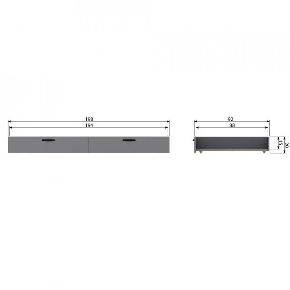 Sertar pat gri din lemn de pin Morris - PARIS14A.RO