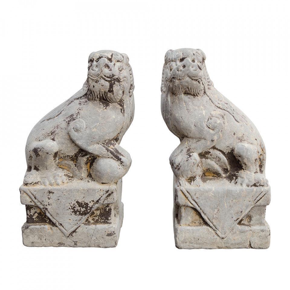 Set 2 decoratiuni gri din marmura 24 cm Lions Versmissen - PARIS14A.RO