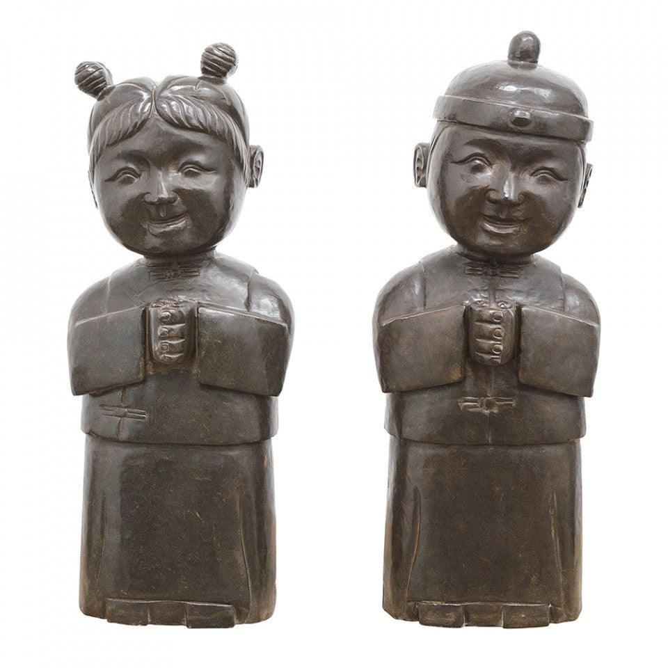 Set 2 decoratiuni negre din piatra 63 cm Statues Versmissen - PARIS14A.RO