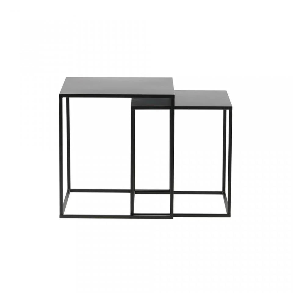 Set 2 mese negre din metal pentru cafea Ziva Black - PARIS14A.RO