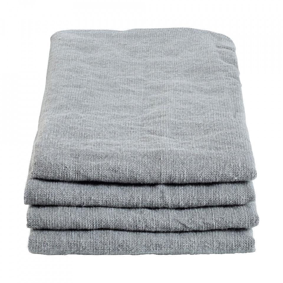 Set 4 prosoape de bucatarie gri din in si bumbac 45x45 cm Soft Collection Bolia - PARIS14A.RO