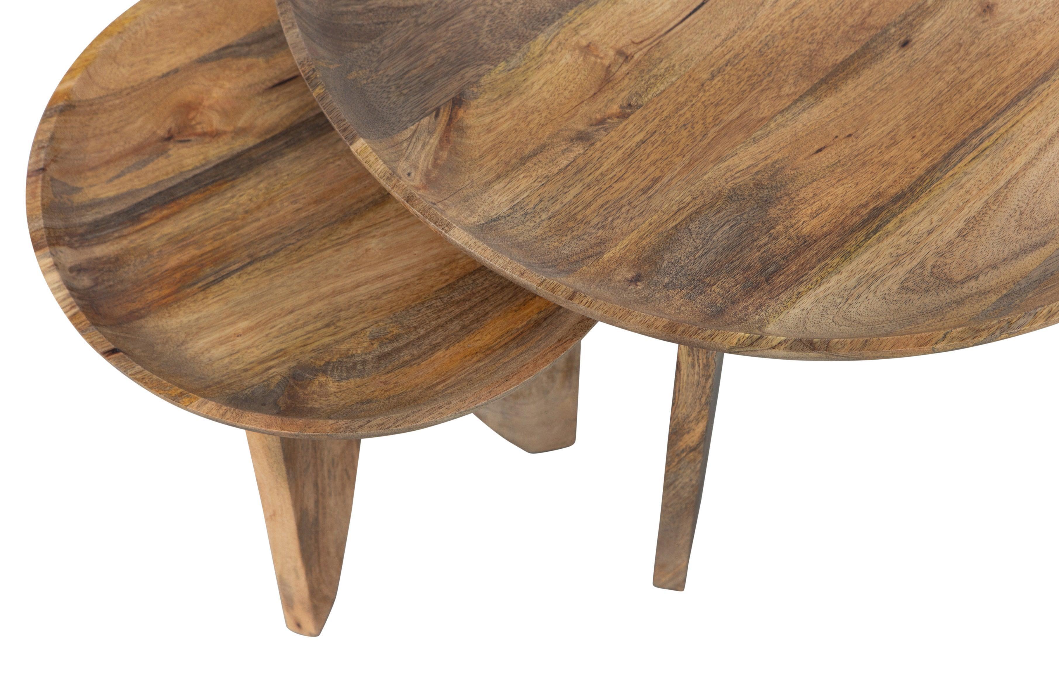 Set de 2 - tocuri inalte sidetabile mango lemn naturel - PARIS14A.RO