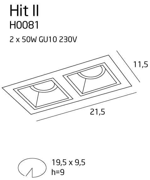 Spot incastrabil PATRAT HIT II Culoare neagra MAXLIGHT H0091 - PARIS14A.RO