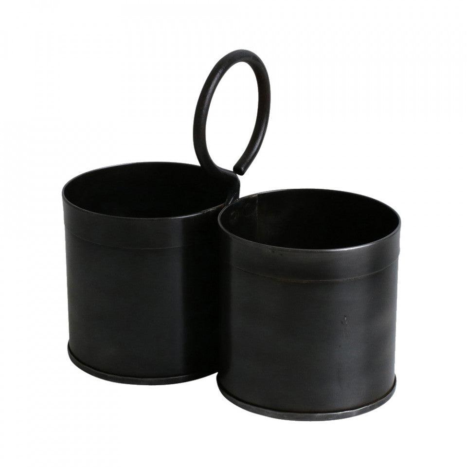 Suport accesorii negru din fier Industrial Double Raw Materials - PARIS14A.RO