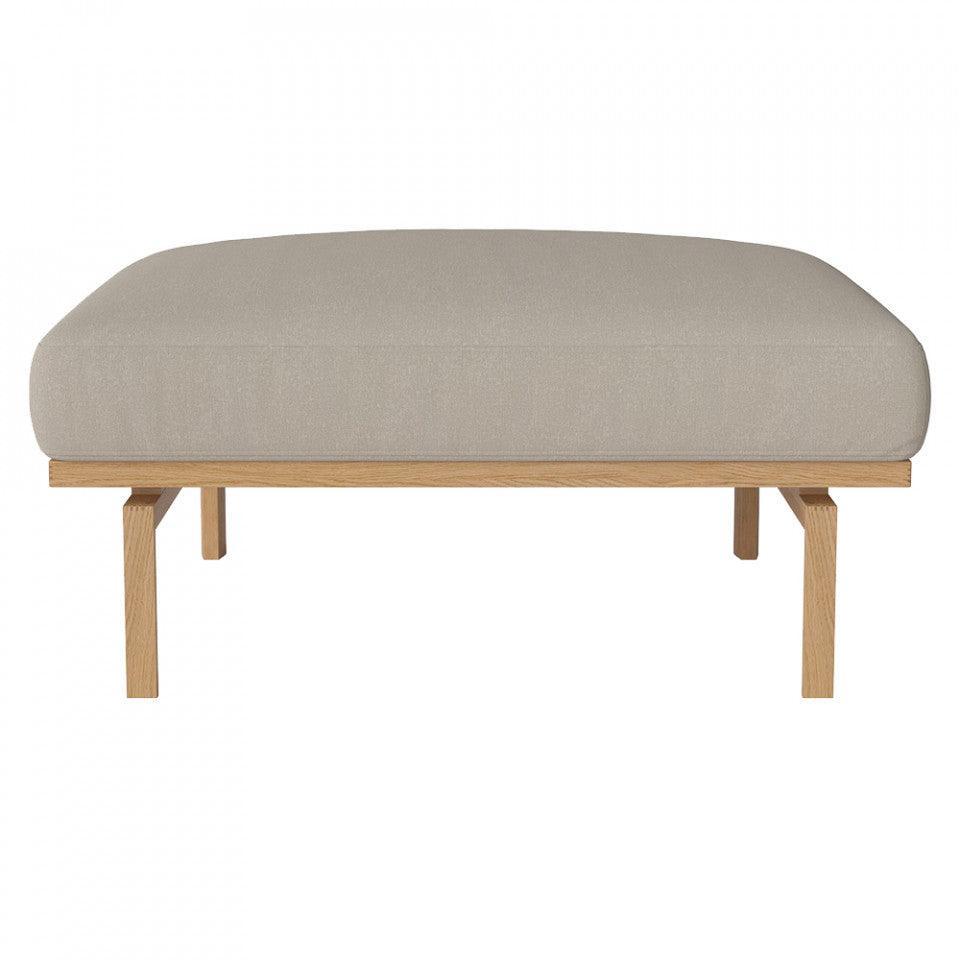 Taburet dreptunghiular bej nisipiu din polietilena reciclata si lemn 74x99 cm Elton Bolia - PARIS14A.RO