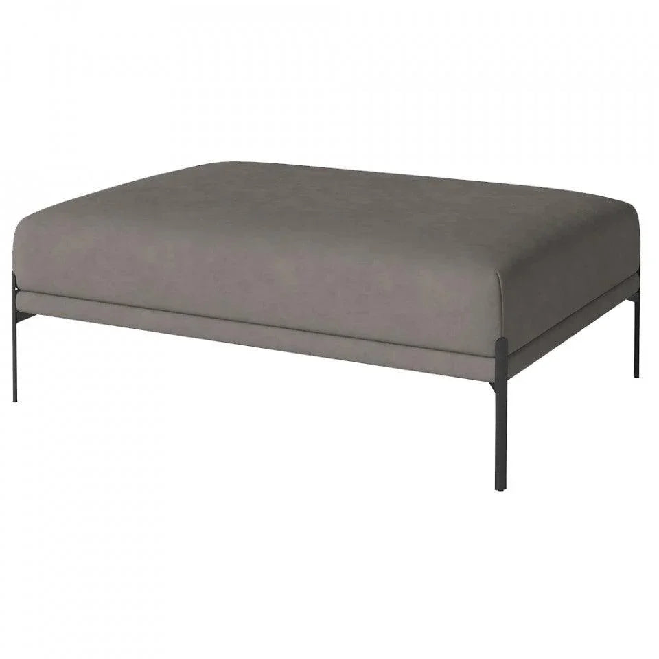 Taburet dreptunghiular gri/negru din piele si otel 91x121 cm Caisa Bolia - PARIS14A.RO