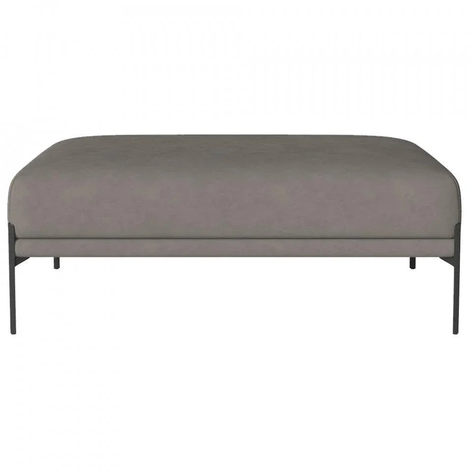 Taburet dreptunghiular gri/negru din piele si otel 91x121 cm Caisa Bolia - PARIS14A.RO