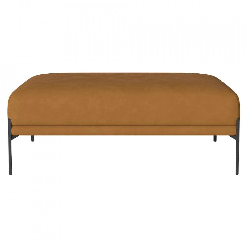 Taburet dreptunghiular maro coniac din piele si otel 91x121 cm Caisa Bolia - PARIS14A.RO