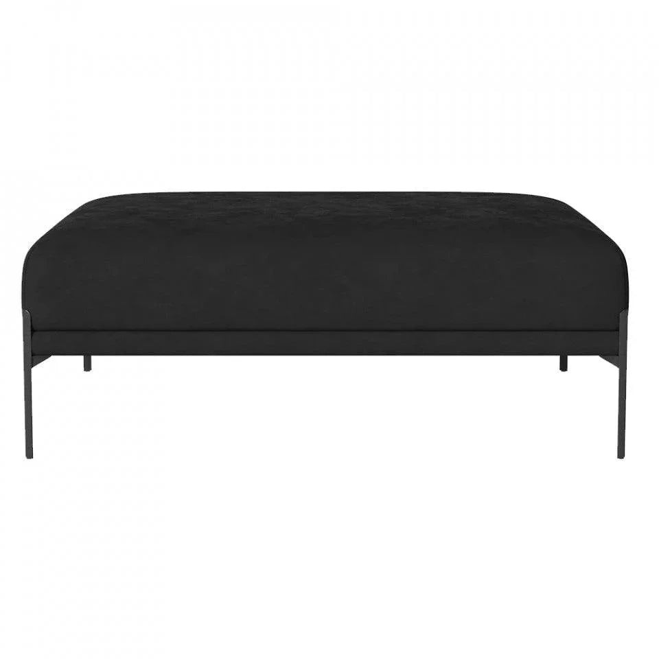 Taburet dreptunghiular negru din piele si otel 91x121 cm Caisa Bolia - PARIS14A.RO