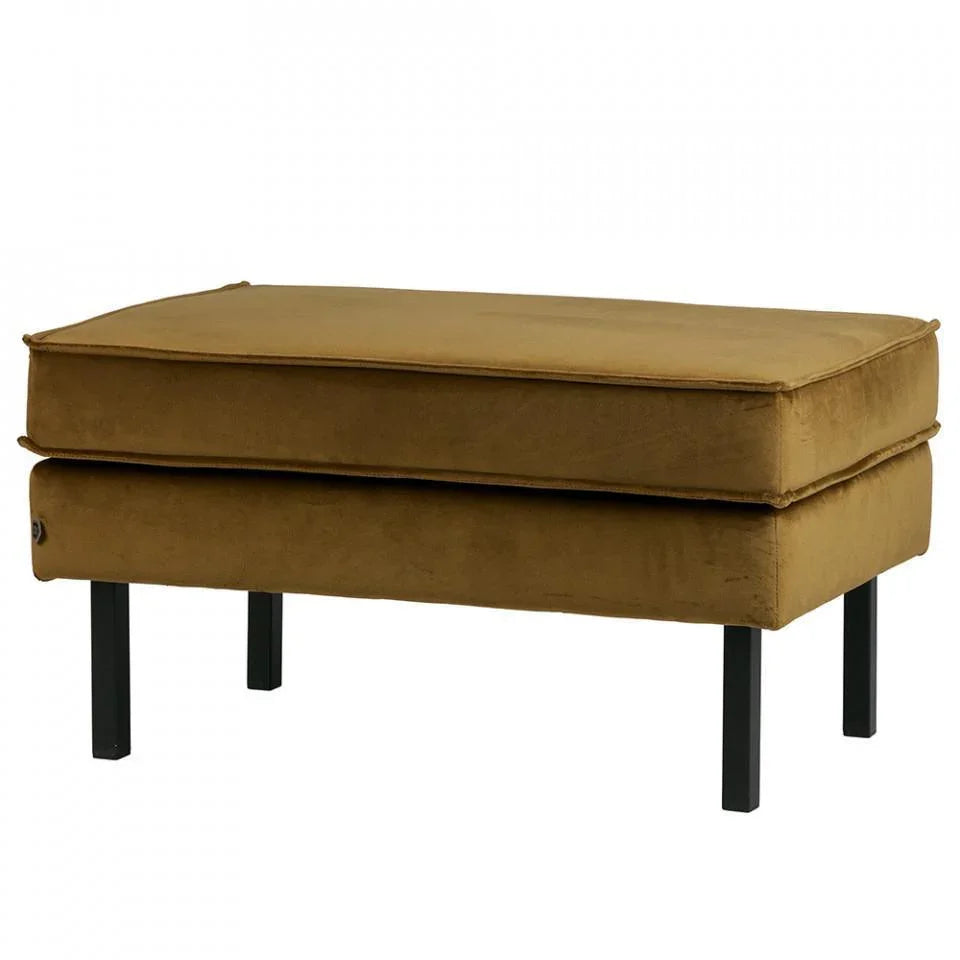 Taburet galben din catifea si metal pentru picioare 54x84 cm Rodeo - PARIS14A.RO