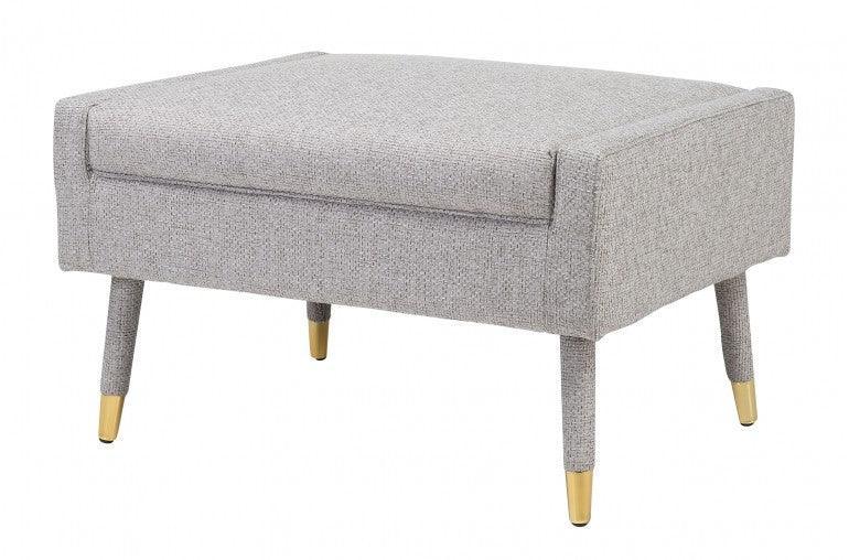 Taburet pentru picioare gri din poliester si lemn Balham Versmissen - PARIS14A.RO