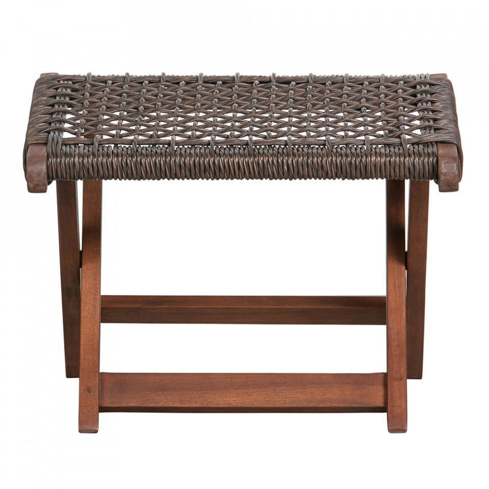 Taburet pentru picioare maro inchis din lemn de eucalipt si polietilena 44x45 cm Lois - PARIS14A.RO