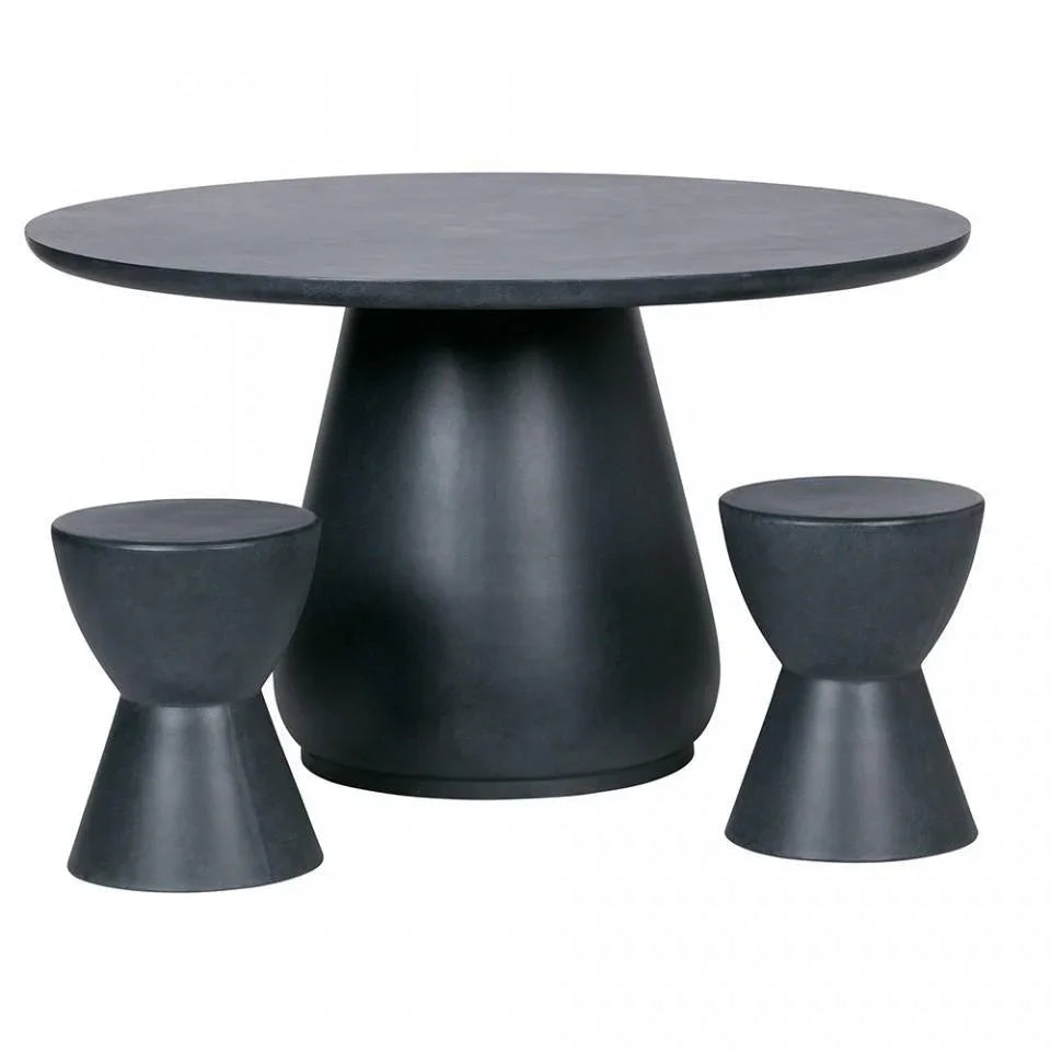 Taburet rotund gri antracit din fibre de lut 35 cm Dover - PARIS14A.RO