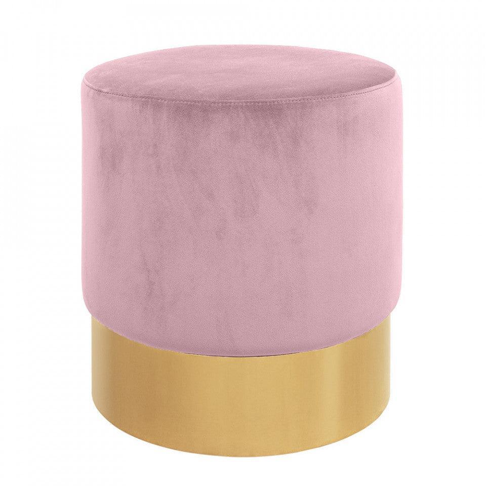 Taburet rotund roz/auriu din catifea si inox 46 cm Ella Versmissen - PARIS14A.RO