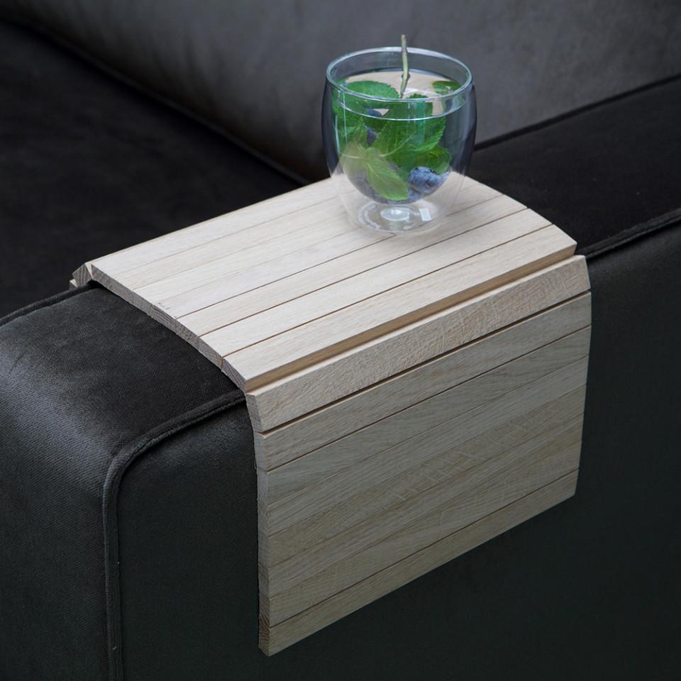 Tava pentru cotiera crem din lemn de stejar 24x44 cm Flexible - PARIS14A.RO