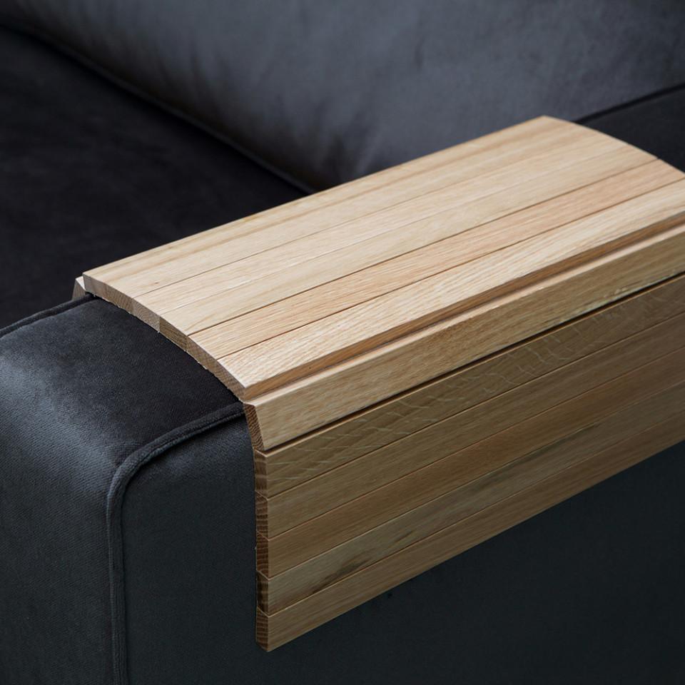 Tava pentru cotiera maro din lemn de stejar 36x45 cm Flexible - PARIS14A.RO