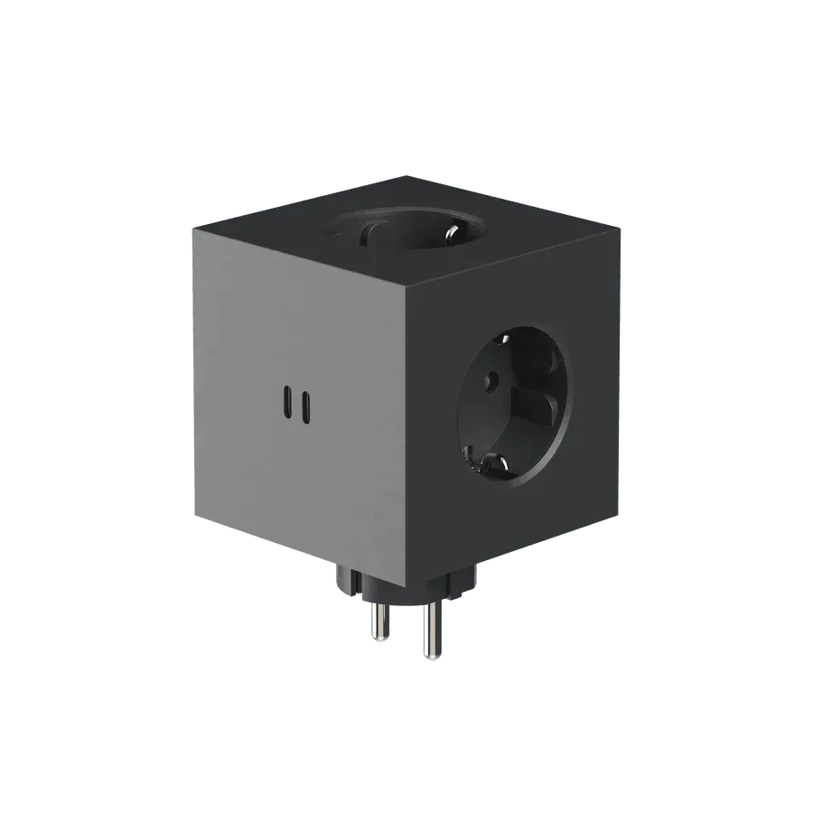 Triplu stecher Square 2, 3 prize, 2 porturi USB tip C - Culoare Black - Avolt - PARIS14A.RO