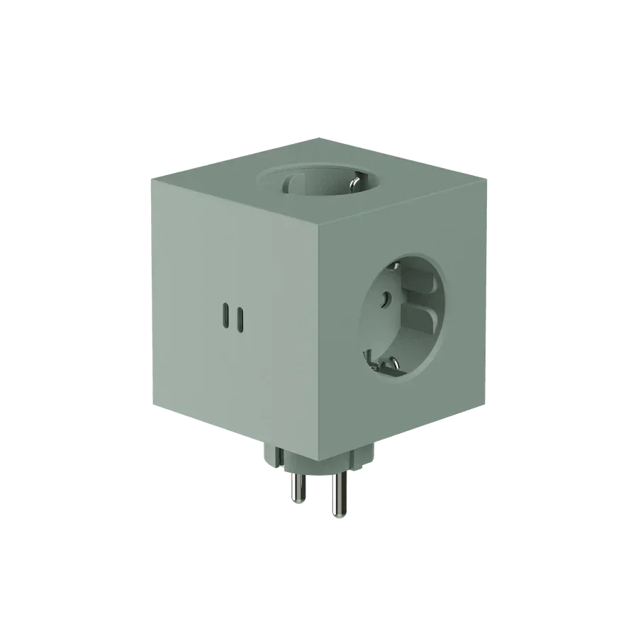 Triplu stecher Square 2, 3 prize, 2 porturi USB tip C - Culoare Oak Green - Avolt - PARIS14A.RO