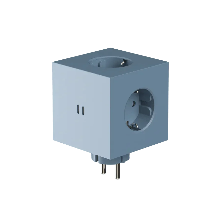 Triplu stecher Square 2, 3 prize, 2 porturi USB tip C - Culoare Shark Blue - Avolt - PARIS14A.RO