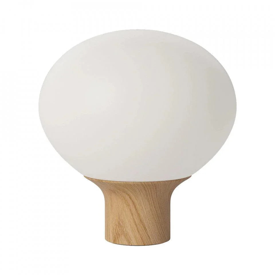 Veioza alba din sticla si lemn 34 cm Acorn Bolia - PARIS14A.RO