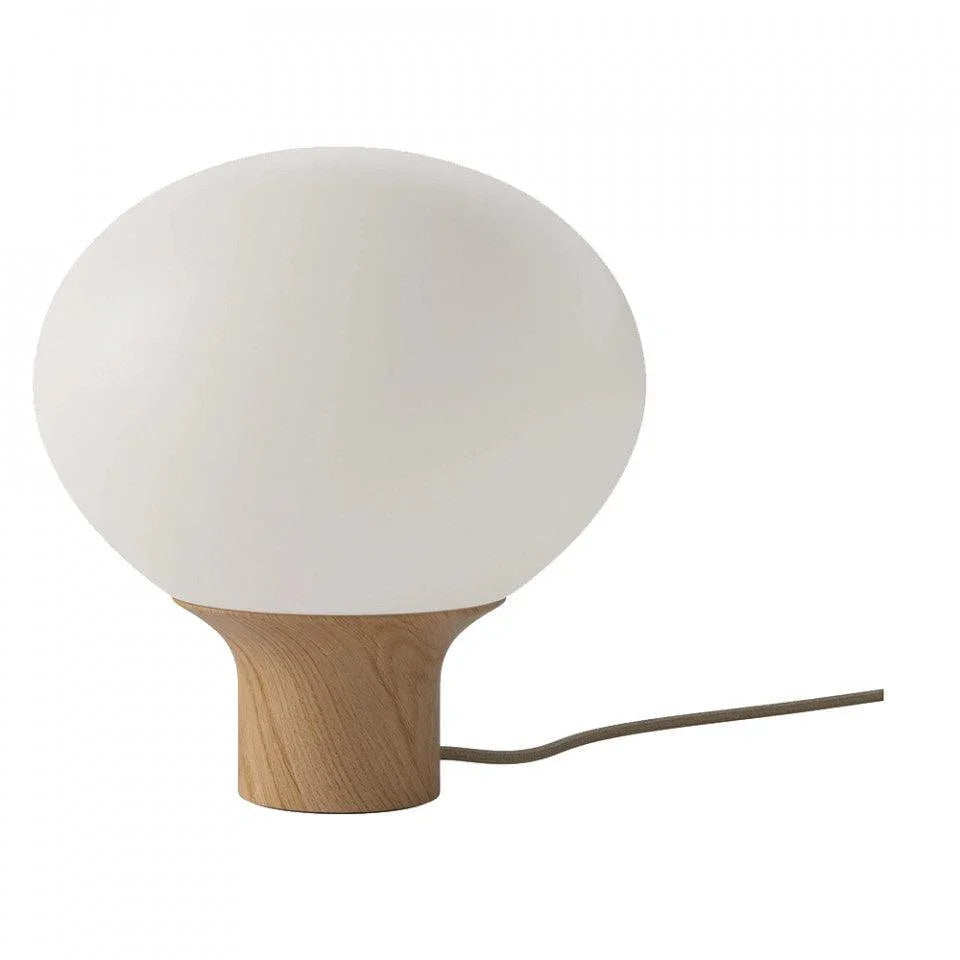 Veioza alba din sticla si lemn 34 cm Acorn Bolia - PARIS14A.RO