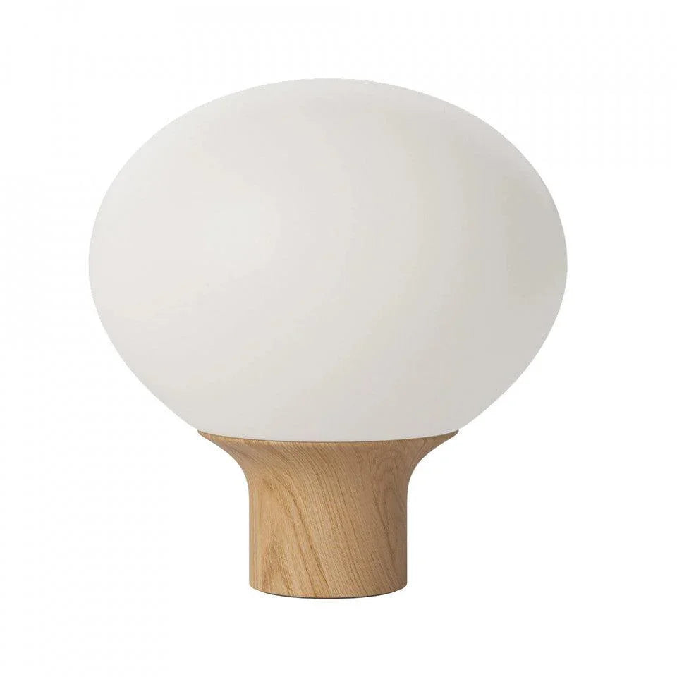 Veioza alba din sticla si lemn 43 cm Acorn Bolia - PARIS14A.RO