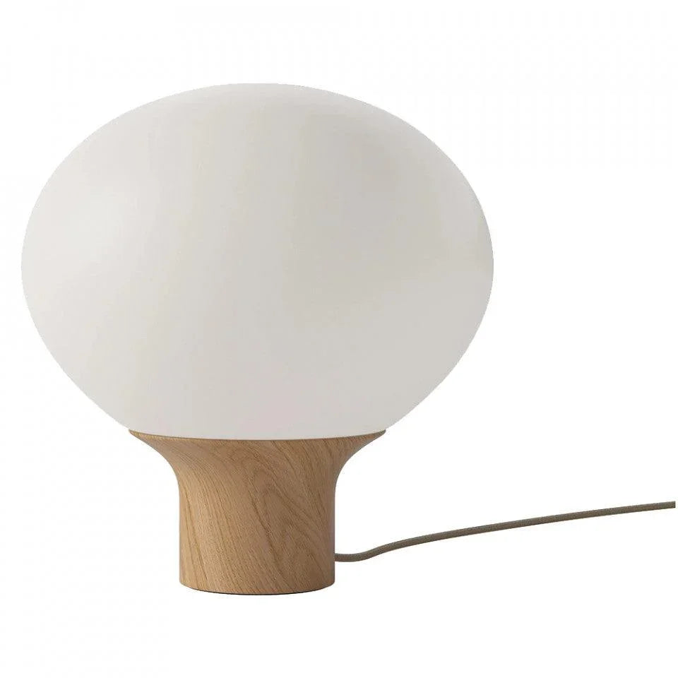 Veioza alba din sticla si lemn 43 cm Acorn Bolia - PARIS14A.RO