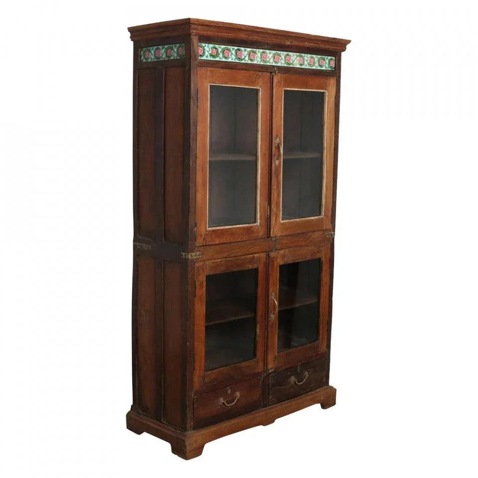 Vitrina maro din lemn si sticla 182 cm Burwa Raw Materials - PARIS14A.RO