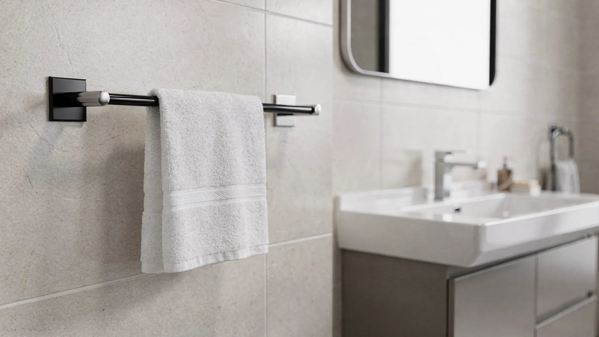 Suport prosop baie: înălțime, prindere, poziționare