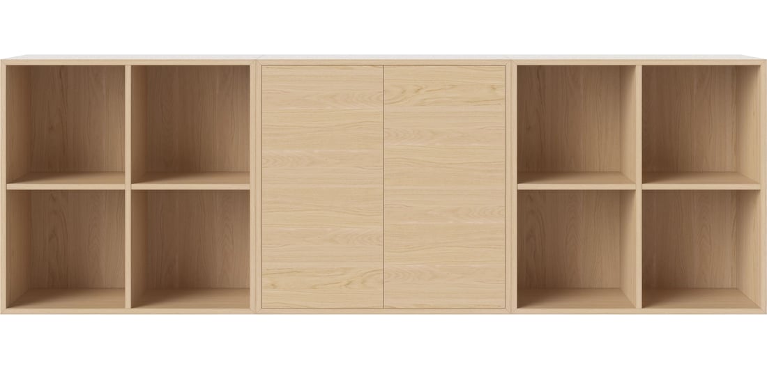 Bolia Combinație Raft Case 05 Alb Pigmentat Olierat Stejar, Furnir 210x35x70 cm 1