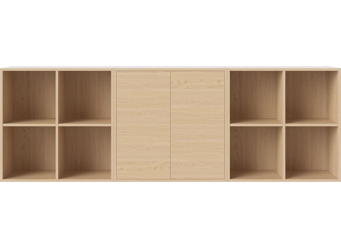 Bolia Combinație Raft Case 05 Alb Pigmentat Olierat Stejar, Furnir 210x35x70 cm 2