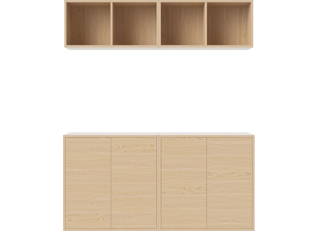Bolia Combinație Raft Case 07 Alb Pigmentat Olierat Stejar, Furnir 140x35x105 cm 2