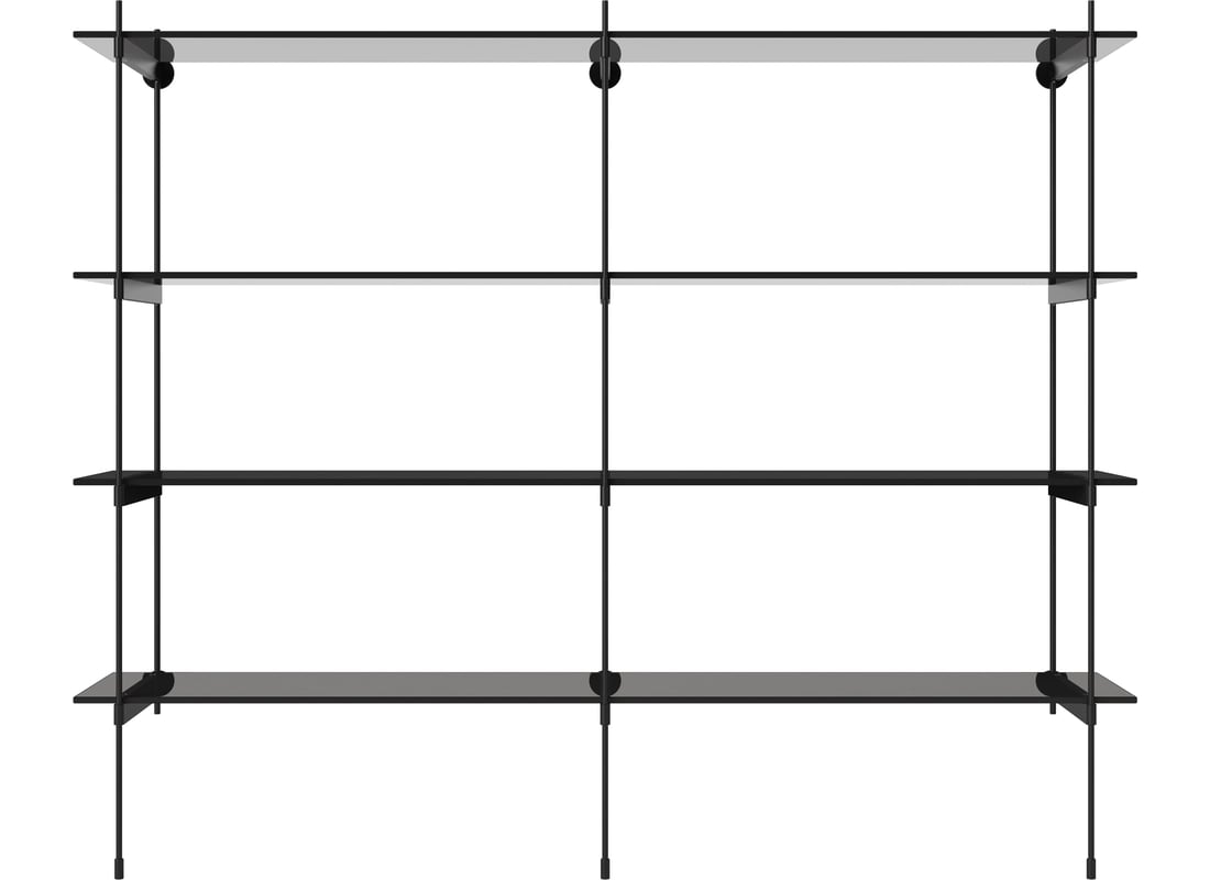 Bolia Combinație de Rafturi ROD 17 Sticlă Transparentă/Neagră 158×36,70×130 cm 2