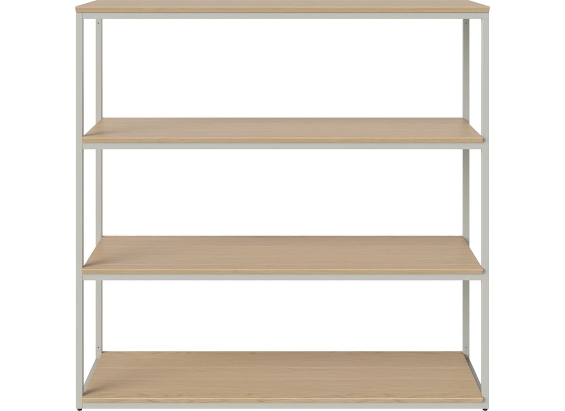 Bolia Combinație Neutra 124×H119 cm - 4 Rafturi Furnir de Stejar Vopsit în Alb, Lac 2