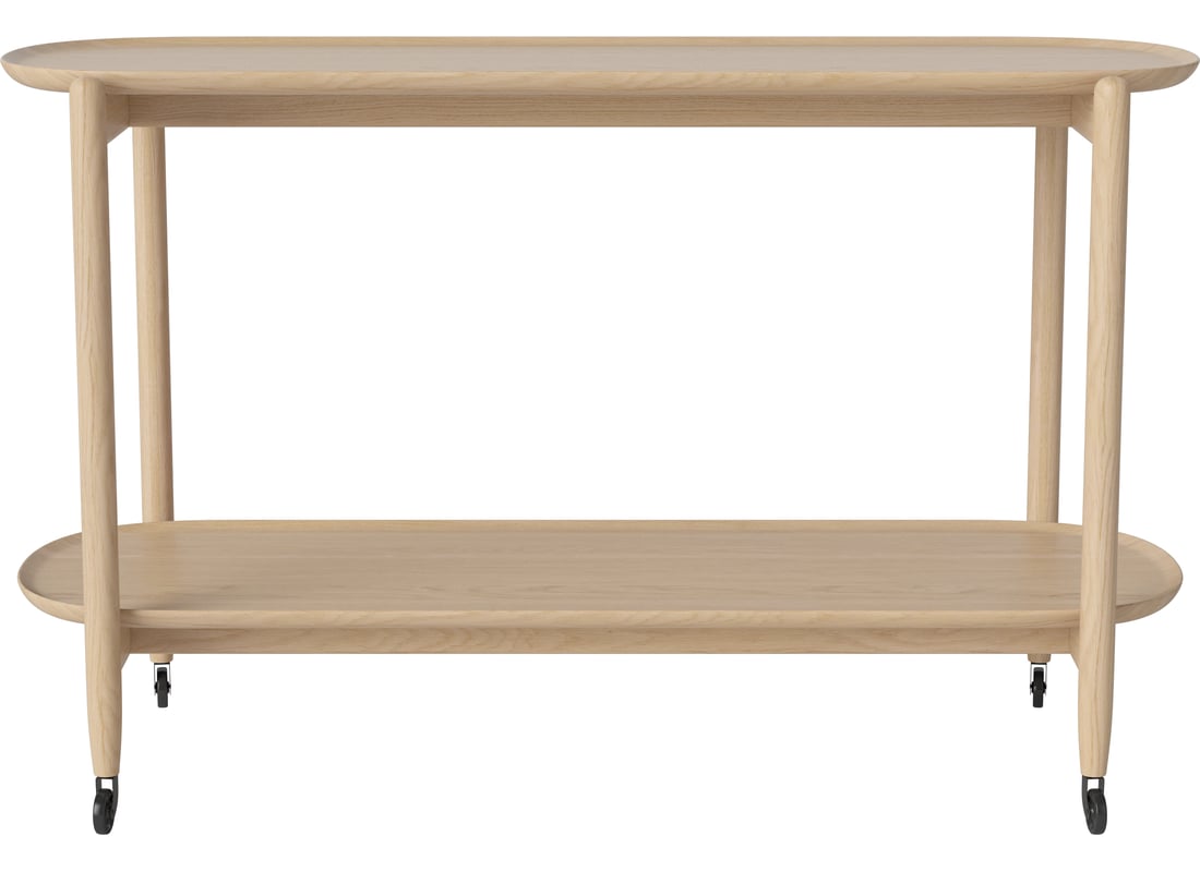 Bolia Cărucior de Bar Coupe 120×40 cm Stejar Uluit Alb 2