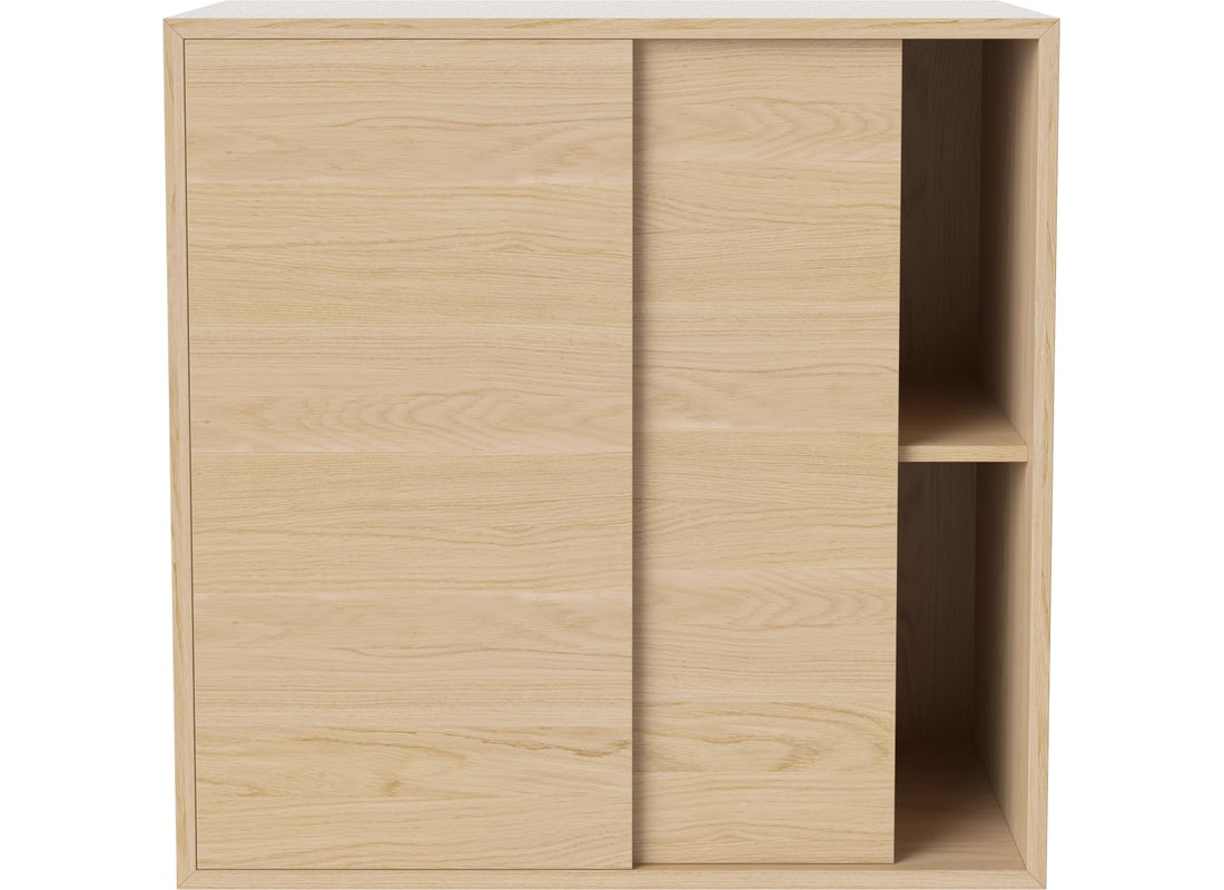 Bolia Modul de Raft Case 2 x 2 cu Uși Glisante - 39 cm Furnir din Stejar Albit și Uluit 2