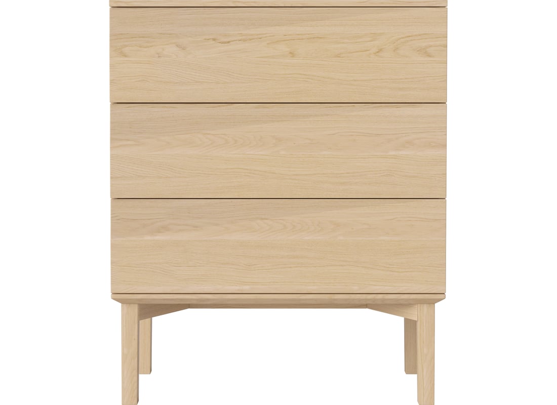 Bolia Comomodă Silent cu 3 Sertare Stejar Albăluit Uluit, Furnir 80×45×97,50 cm 2