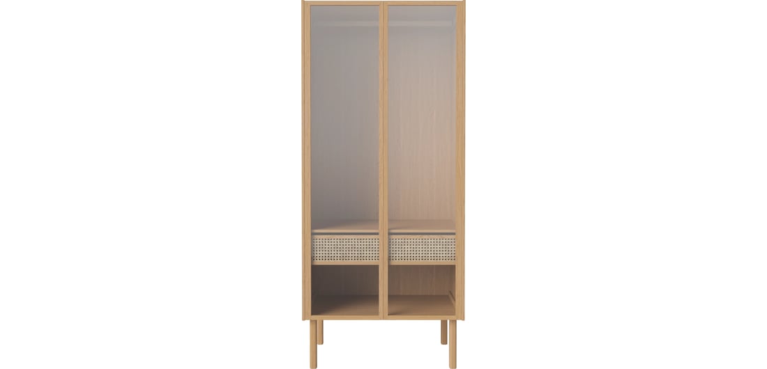 Bolia Dulap Vestiar Cana cu Uși de Sticlă Stejar Uluit 91×60×207 cm 1