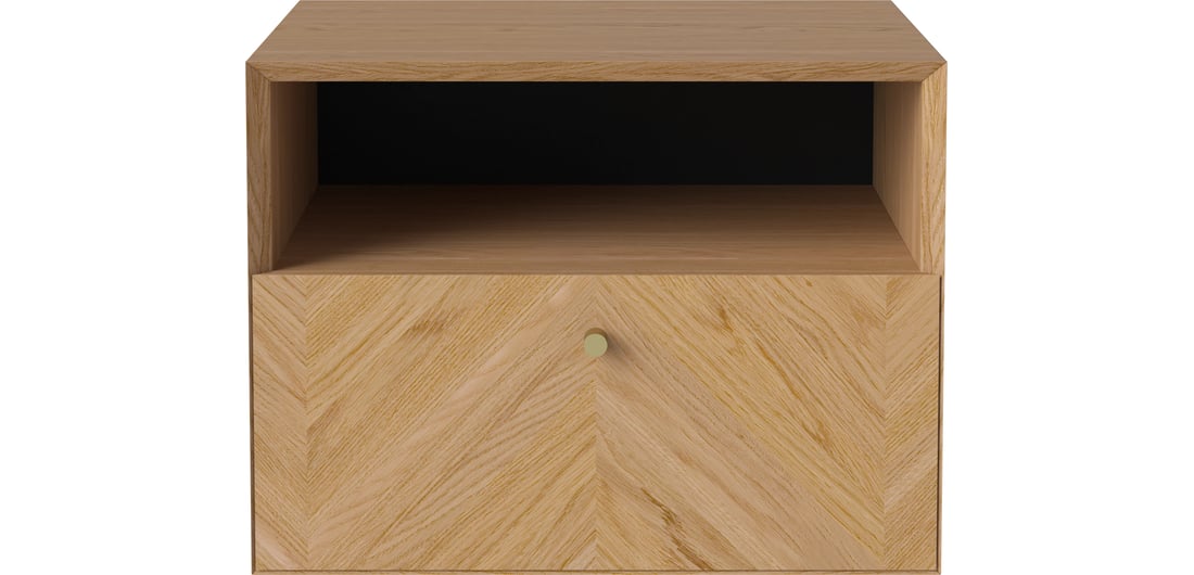 Bolia Noptieră Luxe cu 1 Sertar Suspendată Stejar Uluit, Furnir 40×40×30 cm 1