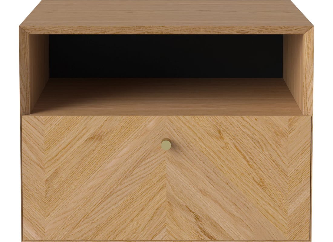 Bolia Noptieră Luxe cu 1 Sertar Suspendată Stejar Uluit, Furnir 40×40×30 cm 2